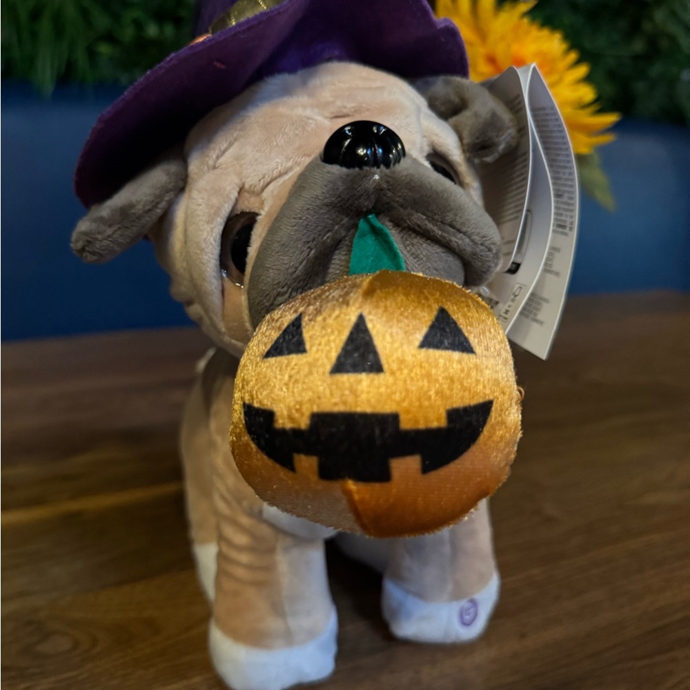 Gemmy Halloween Dog with Purple and Orange Hat